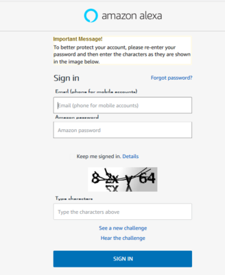 amazon.com Login mit Captcha